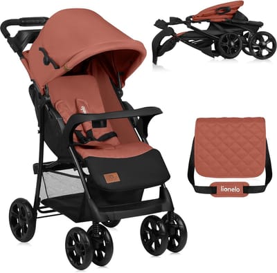 Lichte, Inklapbare Buggy met Grote Wielen en Verstelbare Rugleuning (Tot 15 kg)