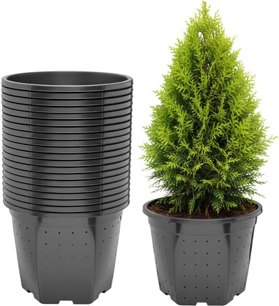 Garronda Set van 20 vierkante kunststof bloempotten met drainagegaten (Zwart, Ø28 x 22 cm – 10 L) GD-KW-RSC