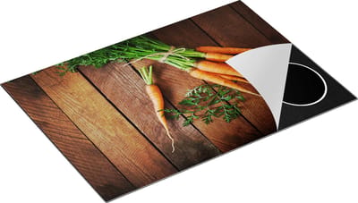Chefcare Inductie Beschermer Wortels op Houten Planken - 75x50 cm - Afdekplaat Inductie - Kookplaat Beschermer - Inductie Mat