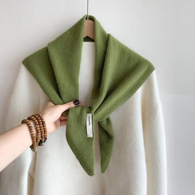 Brits Koreaanse Driehoekige Sjaal Niche Wol Driehoekige Sjaal Dames Hoofddoek Gebreide Sjaal Multifunctionele Warme Gebreide Sjaal 110x38 CM gray