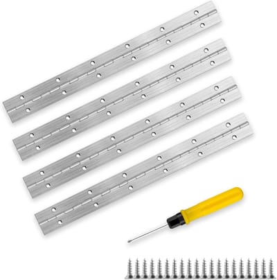 Piano Tapes Set van 4 Stuks, Roestvrijstalen Scharnieren van 30 cm voor Piano's, Kasten en Opbergdozen met 48 Schroeven en Schroevendraaier