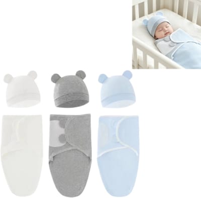 Inbakerdeken voor pasgeborenen - Babyslaapzak - Met capuchon - Set van 3 - Wasbaar - Unisex - Geschikt voor baby's van 0-6 maanden