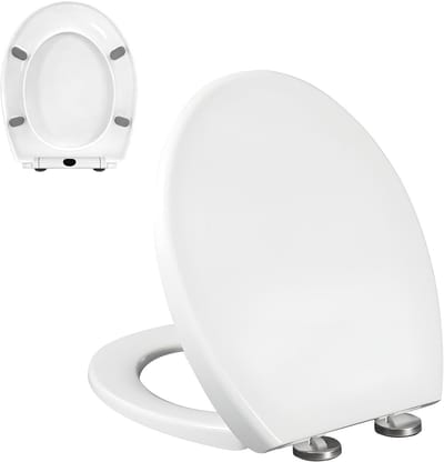 Toiletbril Softclose - WC-bril Ovaal - Hygiënisch Schoonmaken - Dubbel Dempingssysteem - 44 x 37 cm - Wit