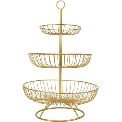 Huishouden Woonkamer Modern 3-laags Fruitschaal Bord Opbergmand Dienblad Servies Goud goud