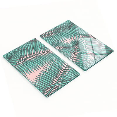 Glazen serveerplanken met palmbladerenmotief, 2x30x52 cm