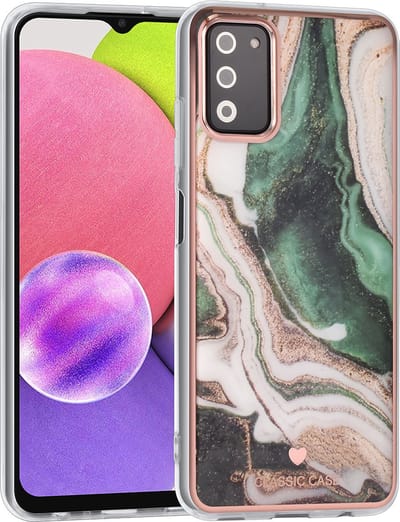 UNIQ Classic Case Samsung Galaxy A03s TPU Backcover hoesje - Marble Green