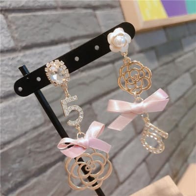 Luxe Merk Design Camelia Hanger Oorbellen Bloem Getal Banket Accessoires Oorbel Vrouw roze
