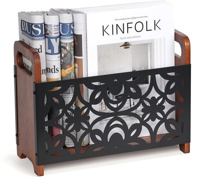 Unyqoos® Stijlvolle houten kranten- en tijdschriftenhouder voor kantoor en thuis