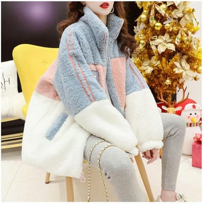 Manteau en Laine d'Agneau Femme Coréen Ample Nouveau Automne et Hiver Épais Cardigan Poilu Vêtements à Porter à l'Extérieur. XXL gray