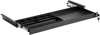 CAVO Documentenlade, afsluitbaar, staal 740 x 250 mm, incl. ladebak zwart, bureaulade, ondertafellade