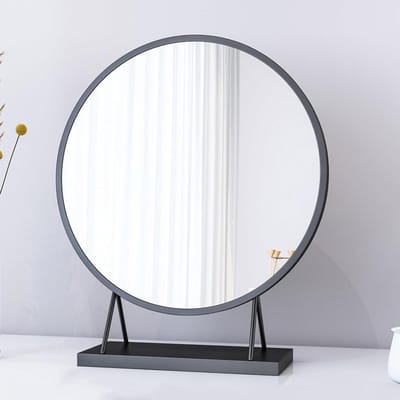 Tafelspiegel Rond - Make-up Spiegel - Dagelijks Gebruik - Stabiele A-vorm basis - Compact Formaat - Zwart