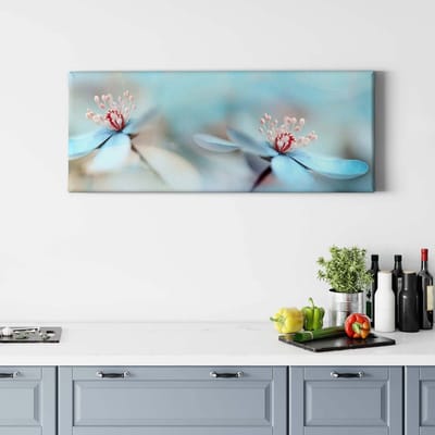 Canvas print DD123222 DelicateFlower A.S. Création 1,0 x 0,4 m Blauw Kantoor Hal/Gang Keuken Slaapkamer Woonkamer