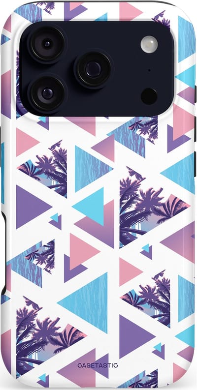 Casetastic hoesje geschikt voor Apple iPhone 17 Pro - MagSafe - Dubbellaagse bescherming - Zomervibe geometrie - Fashion Case - Wit Lavendel Lichtblauw Lichtgrijs
