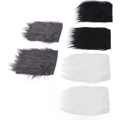 6 pièces Tissu Fausse Fourrure 25x25cm Blanc Noir Gris DIY Fabrication Doux Brillant 3 Couleurs Pratique Lavable black