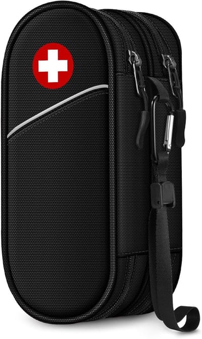 Draagbare Medische Tas voor EpiPen en Astma Inhaler, Geïsoleerde Eerste Hulp Organizer voor Allergiemedicijnen en Antihistaminica (Zwart)