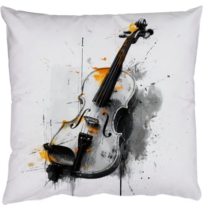 Sierkussens - Kussentjes Woonkamer - 50x50 cm - Viool - Oranje - Zwart - Penseelstreken