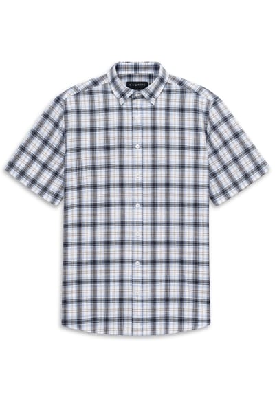 Bugatti Herren Korte mouwen shirt Modern Fit met ruitjespatroon