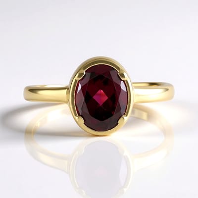 Cavill - Zilveren ring met Naktamunda rhodoliet 1,944 ct - 925 Sterling zilver geel verguld - Ovale prong zetting ring - Elegante damesring
