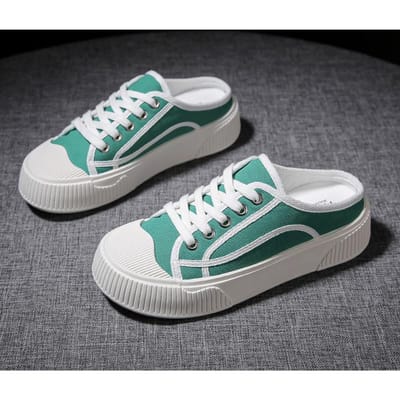 Lui Gesloten Teen Halve Pantoffels Dames Bovenkleding Nieuwe Dames Zomer Canvas Schoenen Platte Casual Halve Pantoffels Damesschoenen 40