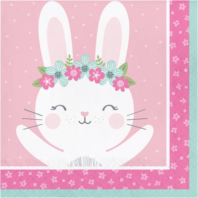 BIGIEMME SRL - 16 roze papieren servetten klein konijn voor verjaardag 33 x 33 cm