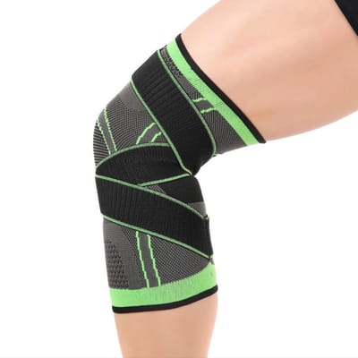 CHPN - Kniebrace - Brace - Sportband - Sportbrace - Kniepijn - Met extra ondersteuning - Kniebandage - Zwart/Groen/Grijs - Maat L - Universeel
