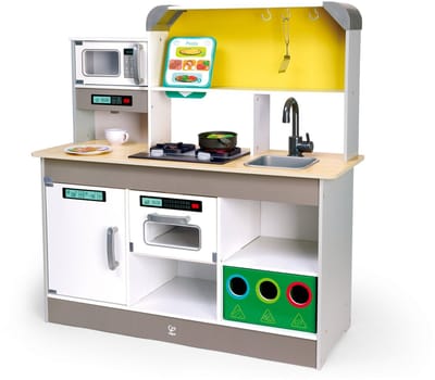 Hape Deluxe Speelkeuken met Magnetron - Complete Kinderkeuken met Kookgeluiden en Accessoires