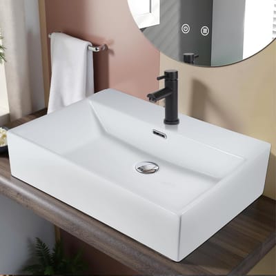 Vierkante keramische wastafel voor badkamer - witte waskom met lotus effect, ideaal voor kleine ruimtes en wandmontage