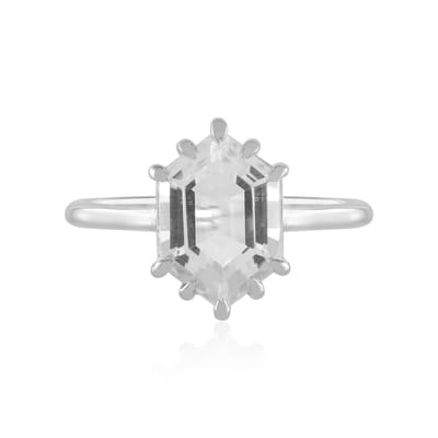 Cavill - Zilveren ring met witte kwarts 2,522 ct - 925 Sterling zilver platina-geplateerd - Fancy trapgeslepen elegant design - Maat 17-20