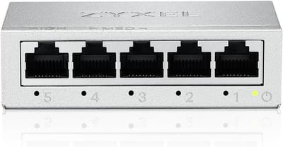 Ethernet Switch - Netwerk Hub - Snelle Netwerkverbinding - Metalen Behuizing - 5 Poorten - Zwart