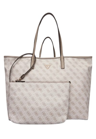 GUESS schoudertas shopper Eco Victtoria Large 2 In 1 Tote Dark Taupe Logo