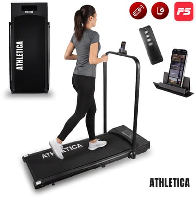 Athletica Loopband - Loopband Fitness tot 10 km/h met Speaker en App - Verrijdbaar en inklapbaar - Met afstandsbediening - Telefoonhouder - Hometrainer Fitness