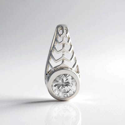 Cavill - Hanger 9K Wit Goud - Cambodjaanse Zirkoon 0,68 ct Rond Geslepen - Modern Druppelvormig Dames Sieraad Elegant