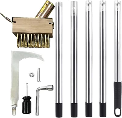 Onkruidtrekker Set - Kierenborstel Gereedschap - Terras Reinigen - Roestvrij Staal - 41 cm - Grijs