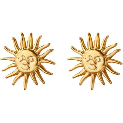 Punk Zon Oorbellen Voor Vrouwen Verguld Roestvrij Staal Geometrische Zon Gezicht Oorbel Bruiloft Esthetiek Waterdichte Sieraden Cadeau beige