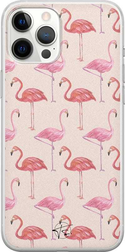 Hoesje geschikt voor iPhone 12 Pro Max - Flamingo - Soft Case - TPU - Print - Roze - Mooie Telefoonhoesjes
