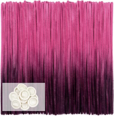 100 Stuks Chenille Pijpenragers Kleurverloop Donkerpaars, 30 cm Lang voor Creatieve Klussen en Decoratie DIY