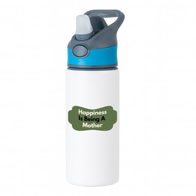 Hacebo® - happiness is being a mother waterfles met rietje blauw - Moeder - de liefste moeder - Moeder cadeautjes - moederdag - verjaardag - geschenk - kado - water fles - 650ML