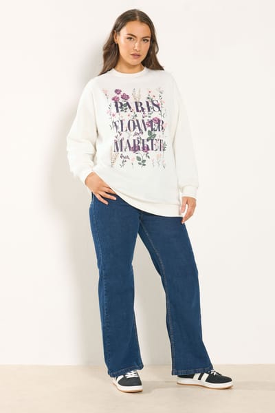Yours Wit 'Paris Flower Market' Sweatshirt Met Bloemenprint Size 42