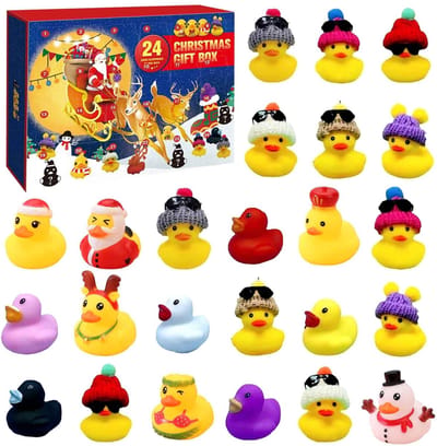 Dailygoods - Rubberen eend adventskalender - Mini kerst adventskalender - 24 schattige eenden - Voor kinderen - Perfect voor kerstfeest - Verzamelen e