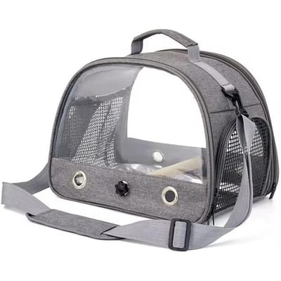 Vogel Reiskennel Draagbaar Transport Vogelkooi Met Roestvrijstalen Bak Kleine Huisdier Multifunctionele Papegaai Vogeltas Outdoor grijze kleur