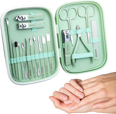 Manicureset Roestvrij Staal - Nagelknipper Set - Persoonlijke Verzorging - 18 Delig - 16 x 11 x 3 cm - Zilver