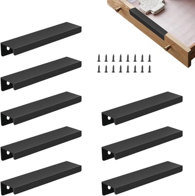 Zwarte Aluminium Ladehandgrepen voor Keukenkasten en Meubels met 16 Schroeven - Anodiseerde Afwerking voor Kastdeuren en Ladefronten