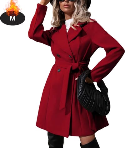 Livano Mantel Dames - Tussenmantel - Jas - Mantelpakje - Trenchcoat - Overjas - Overcoat - Winter - Rood - M