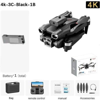 Nieuwe S151 UAV 8K HD Borstelloze intelligente obstakelvermijding met drie camera's 5G Wifi FPV Optische stroompositionering Zweven Borstelloze quadcopter Speelgoedcadeau 4k 1 battery zwart