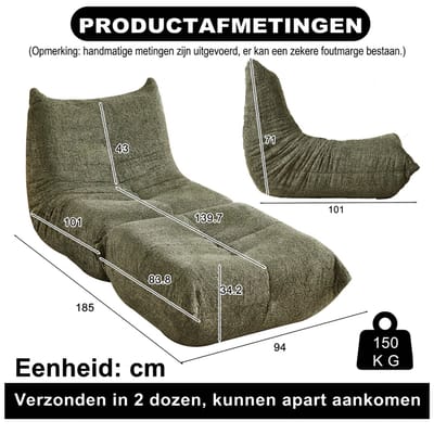 Chenille Vloerstoel - Lounge Stoel Zonder Armleuningen - Ergonomisch - Chenille - Woonkamer & Gamen