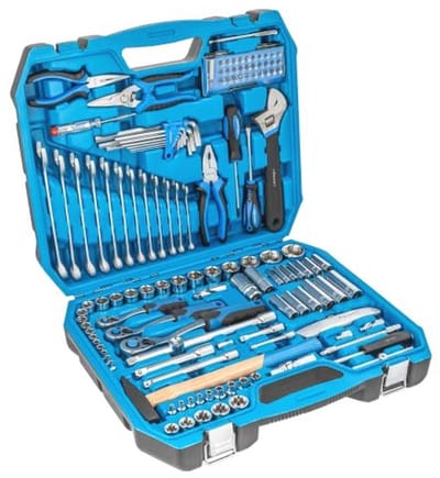 Gereedschapsset met dopsleutels, bits en accessoires - Chroom-vanadium staal, Verzinkt, Ratelmechanisme
