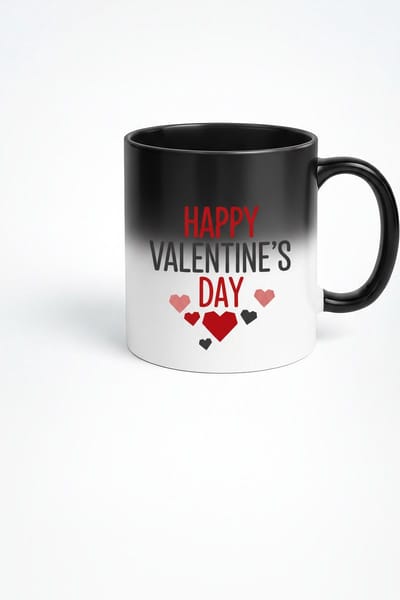 Magische Mok "Happy Valentine's Day" met Harten - Warmtegevoelig Cadeau voor Valentijn