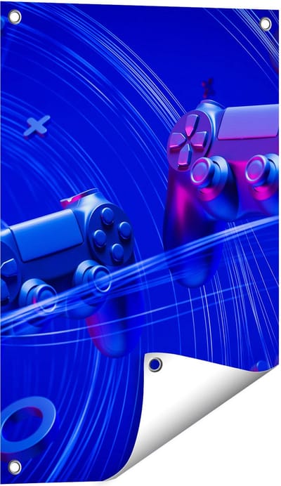 Gards Tuinposter Twee Gaming Controllers - Gamen - 40x60 cm - Tuindoek - Tuindecoratie - Wanddecoratie buiten - Tuinschilderij