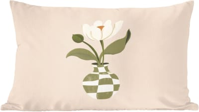Sierkussens - Kussentjes Woonkamer - 60x40 cm - Vaas - Geruit - Bloem - Groen