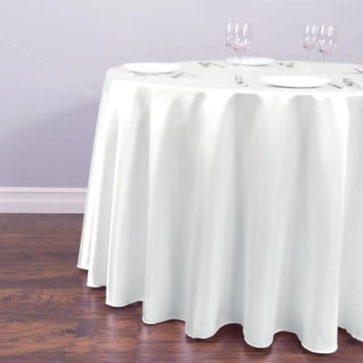 WiseGoods Premium Rond Satijn Tafelkleed - Tafellaken - Tafelzeil - Tafelkleden - Woonaccessoires - Wonen Decoratie - Wit 145CM